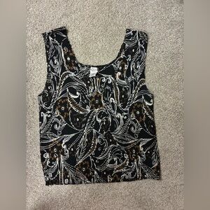 NICOLA Black and White Patterned Tank Top